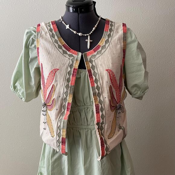 pretty wine Jackets & Blazers - Boho Embroidered Vest fairy cottage coastal cowgirl festival | size M/L